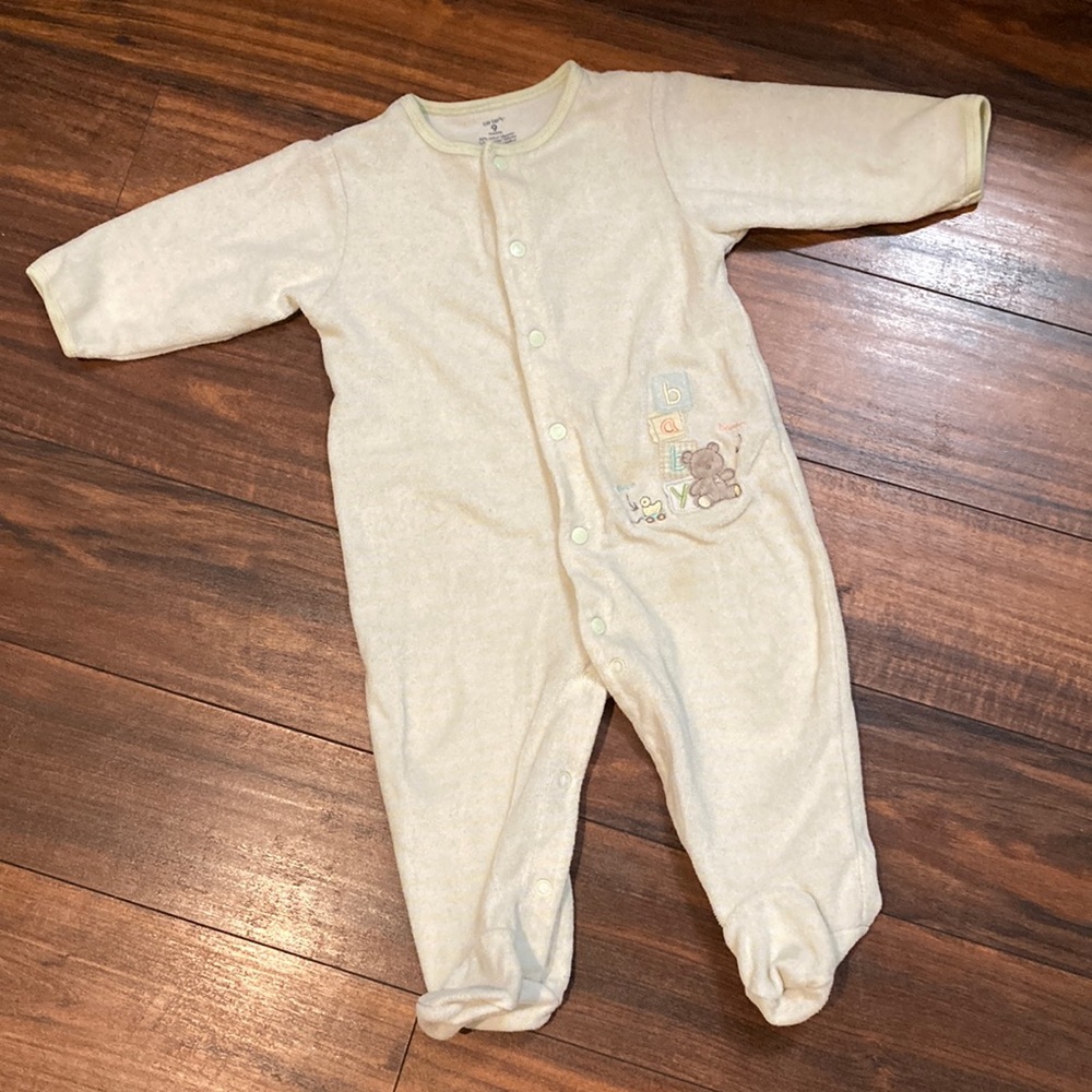 Carter’s Terry Cloth Towel Pajamas Size 9 Months Green Yellow